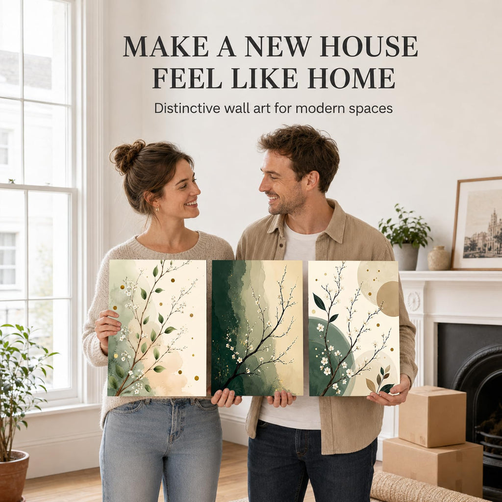 Soft Beige Floral Canvas Prints, Set of 3 Framed 12 x 16 Inch Wall Art