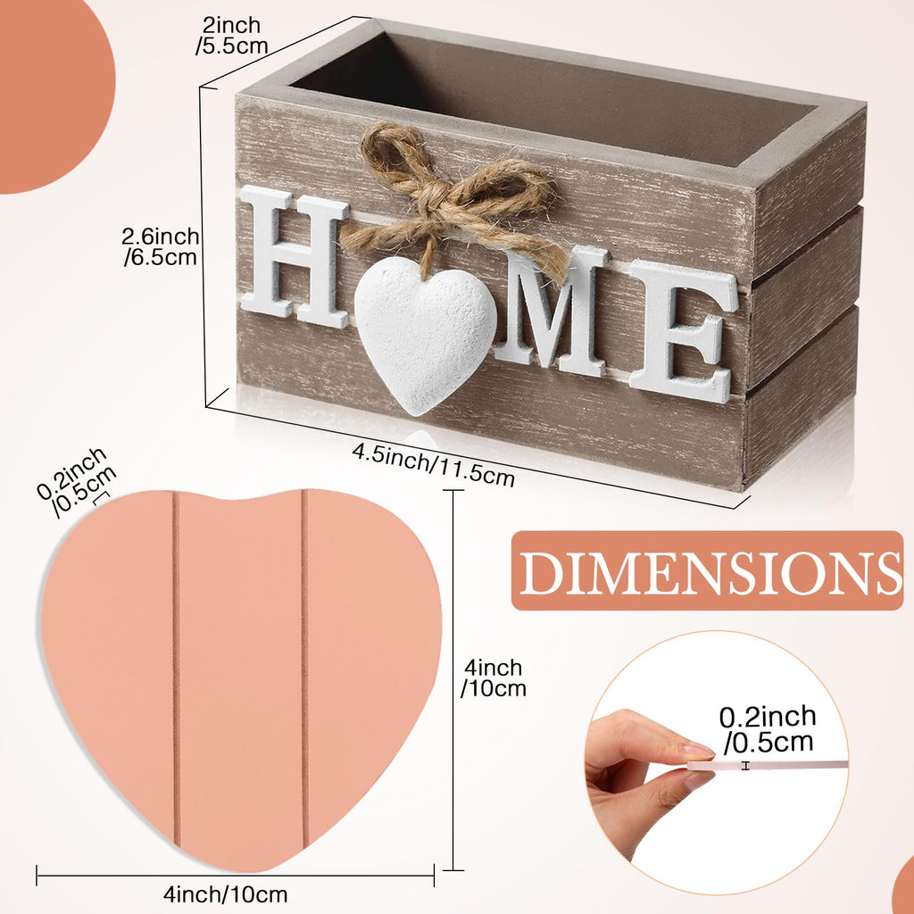 Patelai Set of 6 Wooden Heart Coasters House Warming Gifts, Home, Grey