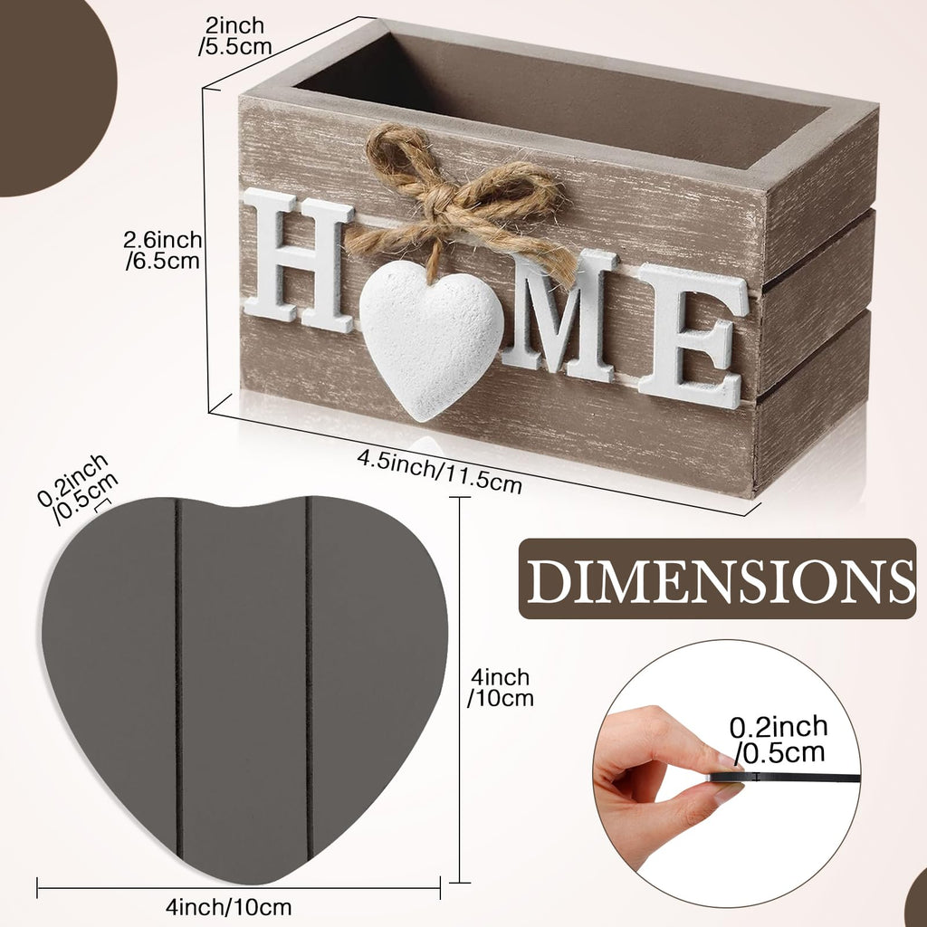 Patelai Set of 6 Wooden Heart Coasters House Warming Gifts, Home, Grey