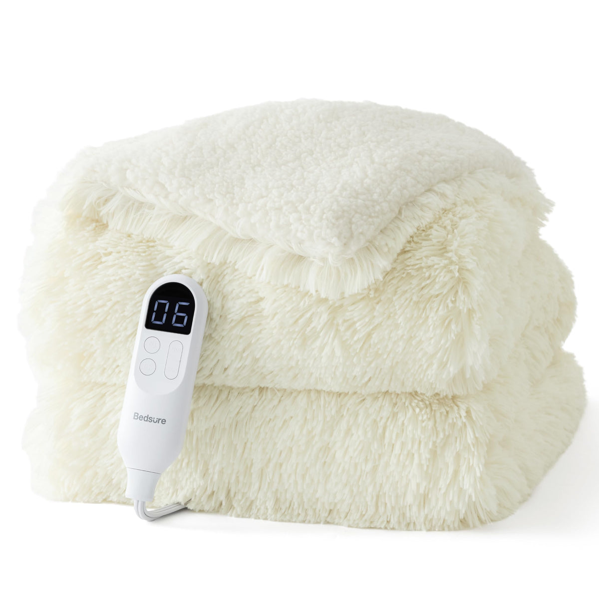 Bedsure Faux Fur Heated Blanket Twin Size, Tie-Dye Electric Blanket, Black