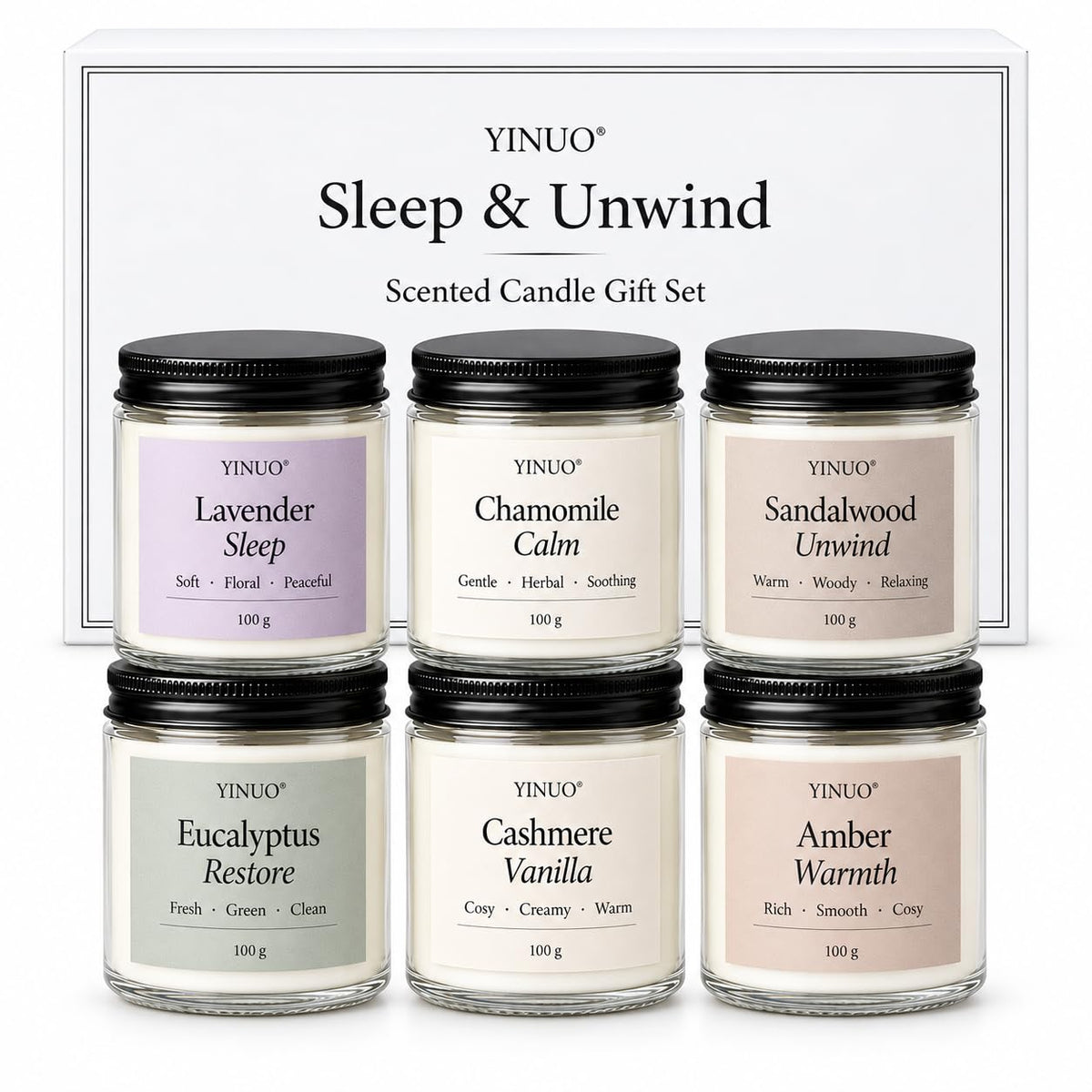 Scented Candles Gift Set, All Occasions Home Spa Gift Box for Relaxation (6 Pack Autumn Glow Collection)