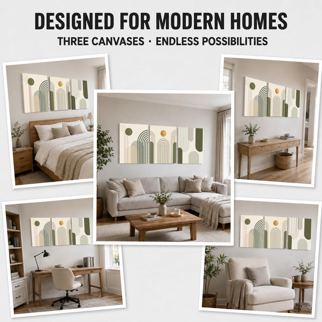 Soft Beige Floral Canvas Prints, Set of 3 Framed 12 x 16 Inch Wall Art