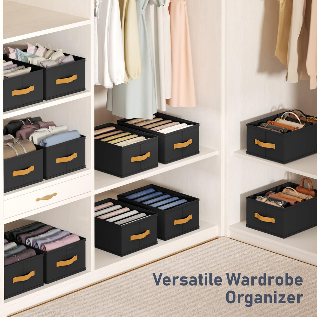 DIMJ 12 Pack Drawer Organisers Foldable Storage Box Fabric Drawer Dividers Wardrobe Storage Organiser Storage Cubes for Bras, Socks, Underwear, Ties, Scarves, Cosmetics