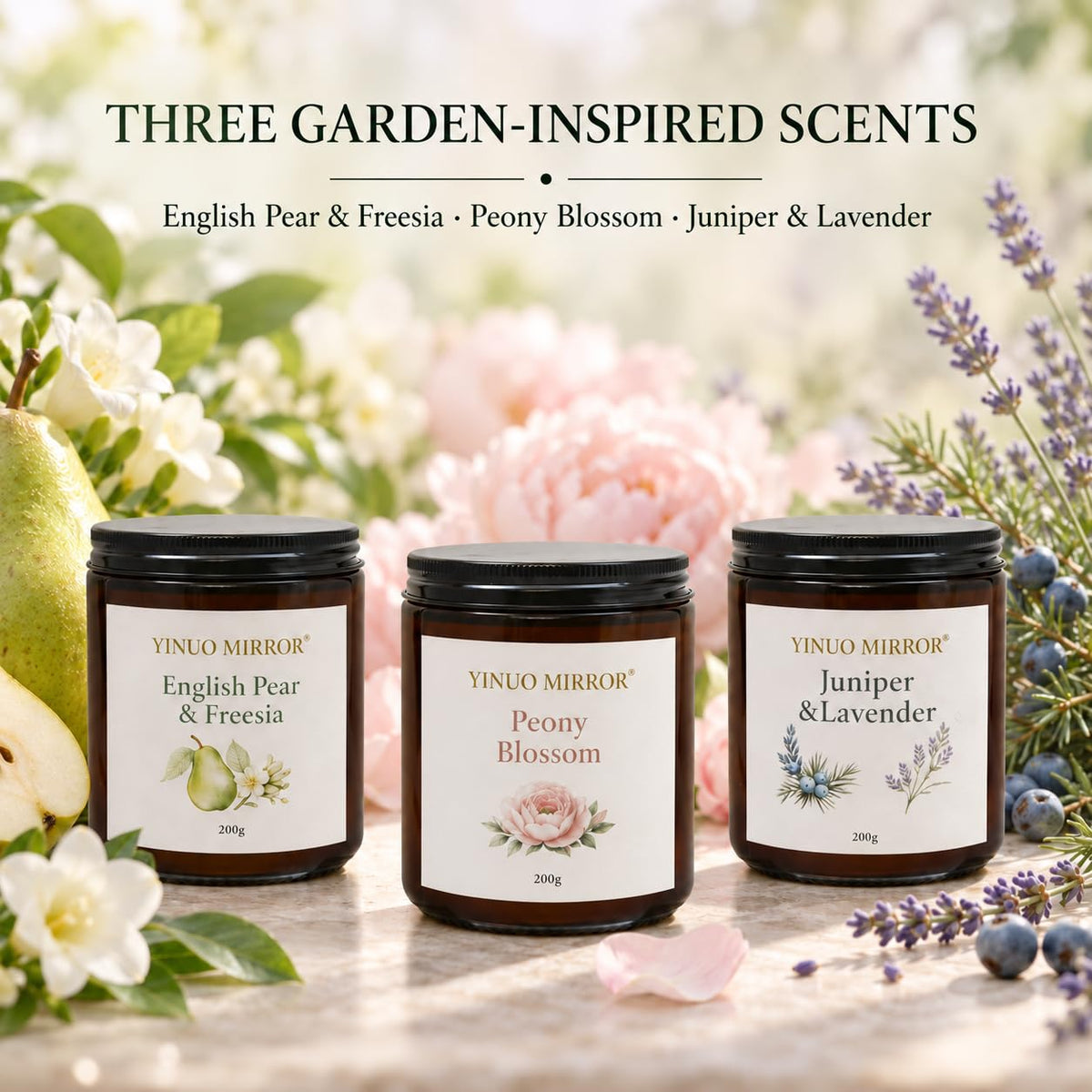 Yinuo Mirror Scented Candles Gift Set for Women, 6x100g Soy Wax, 6 Scents