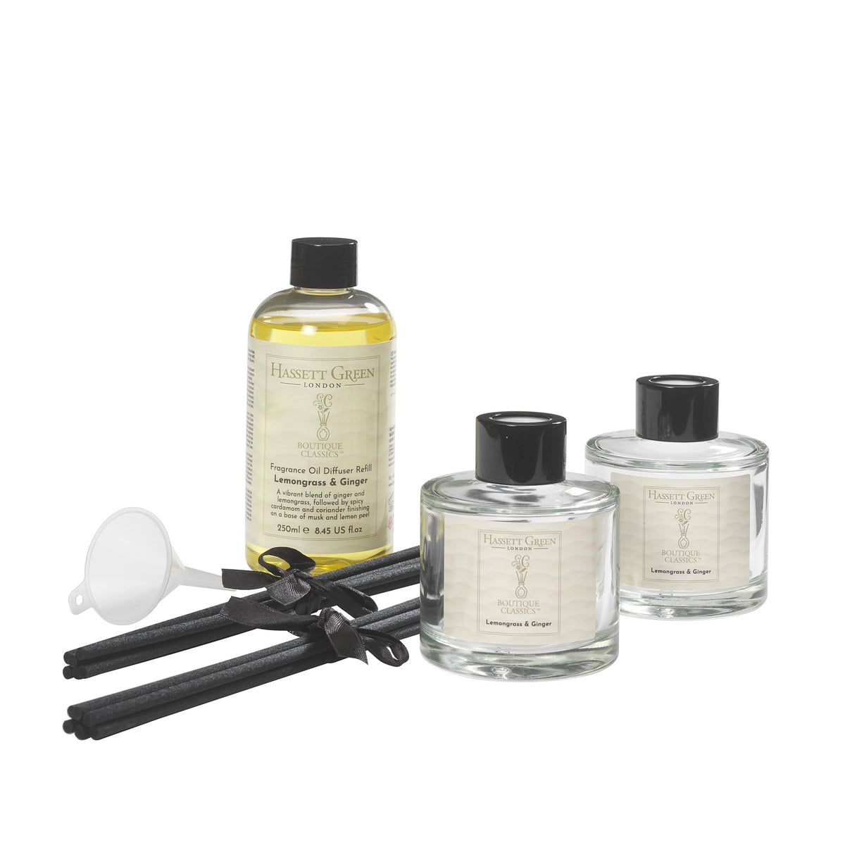 Hassett Green London Boutique Classics Damask Rose & Oud - Reed Diffuser Duo Set - 2 x 125ml - Reduced Packaging