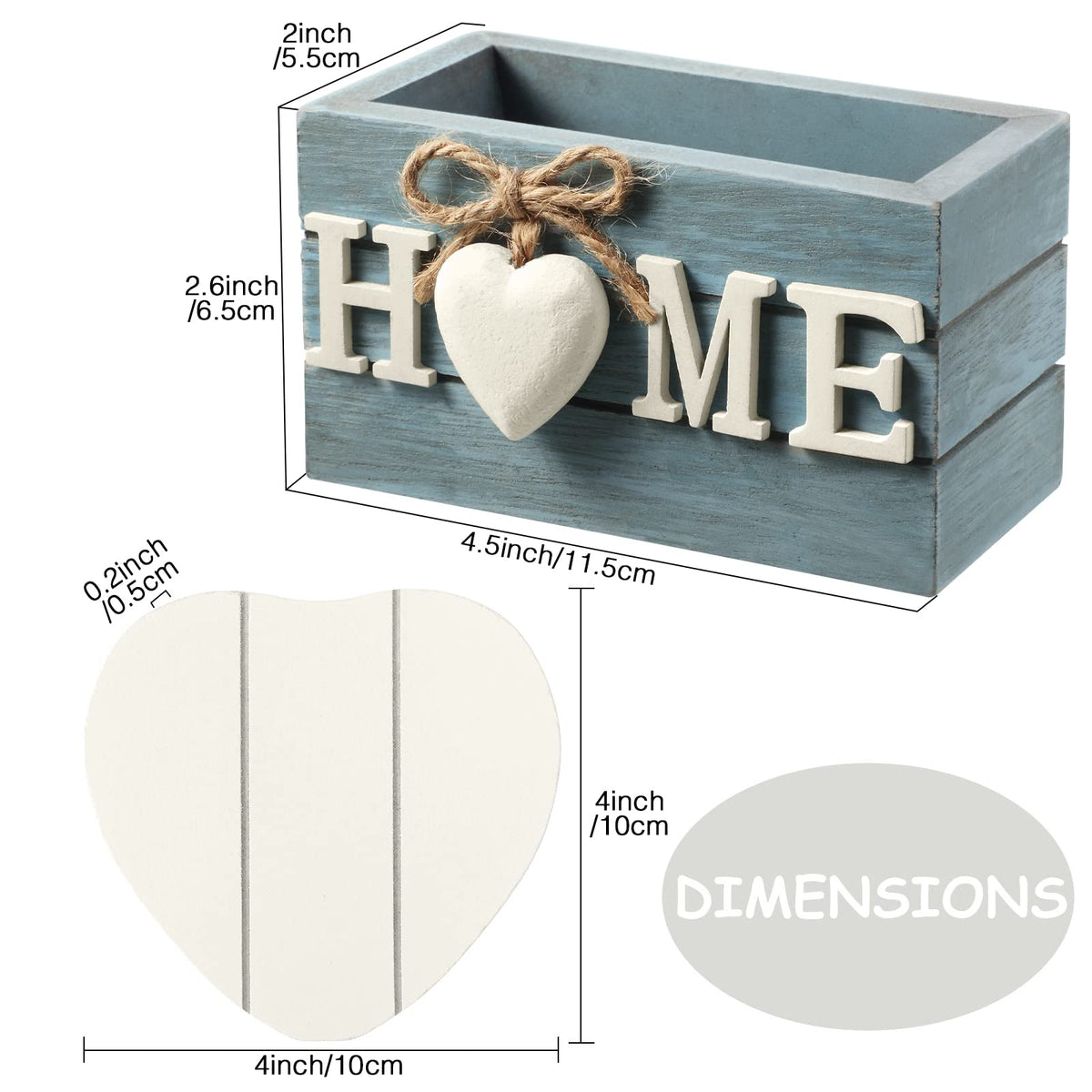 Patelai Set of 6 Wooden Heart Coasters House Warming Gifts, Home, Grey