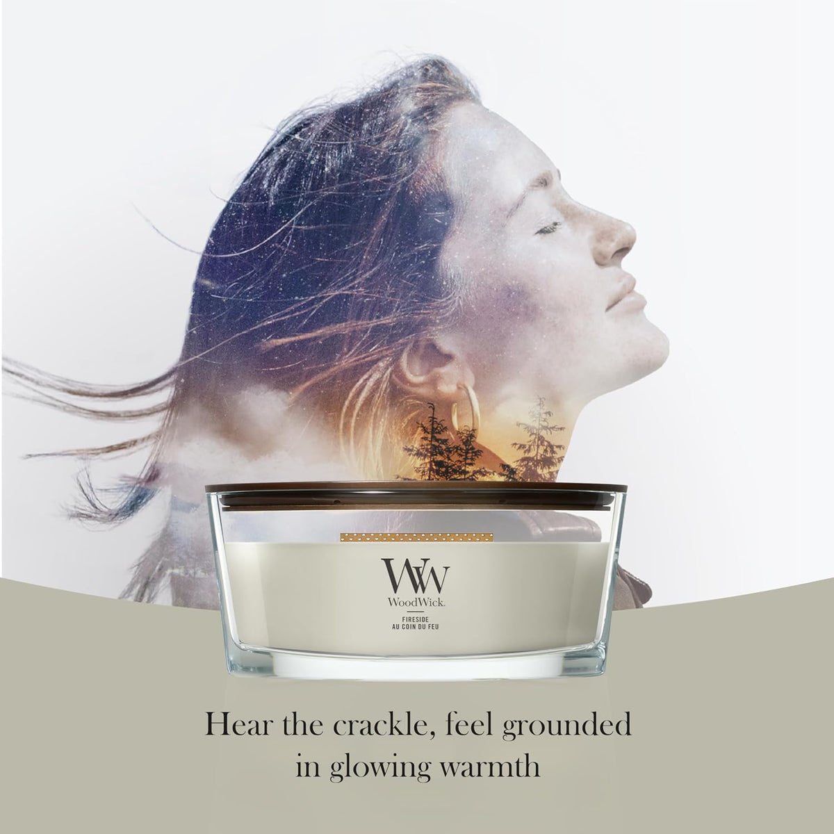 WoodWick Ellipse Scented Candle | Fireside | with Crackling Wick | Burn Time: Up to 50 Hours