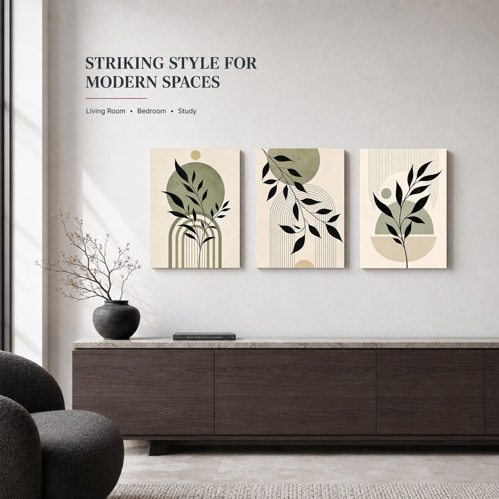 Soft Beige Floral Canvas Prints, Set of 3 Framed 12 x 16 Inch Wall Art