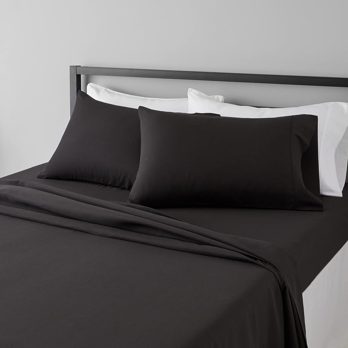 Amazon Basics Lightweight Super Soft Easy Care Wrinkle Free Microfiber 3 Piece Bed Sheet Set with 14-Inch Deep Pockets, Twin, Navy Blue, Solid, Kids, Men & Women Bedding