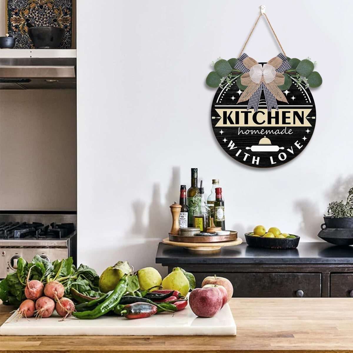 TOARTi Kitchen Hanging Rustic Signs Farmhouse Round Wall Art Home 11.5in