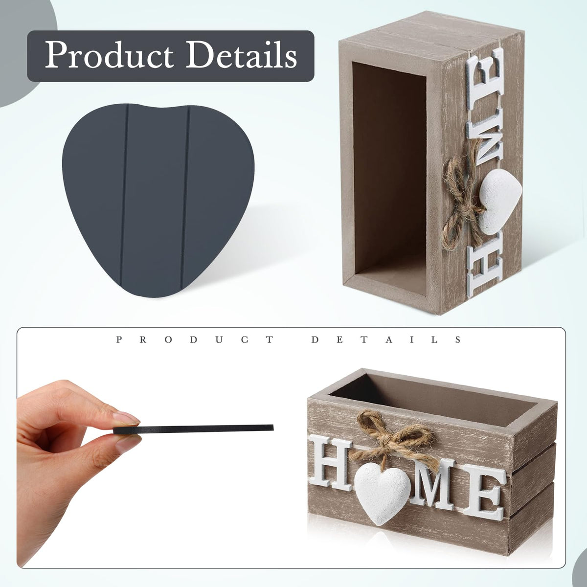 Patelai Set of 6 Wooden Heart Coasters House Warming Gifts, Home, Grey