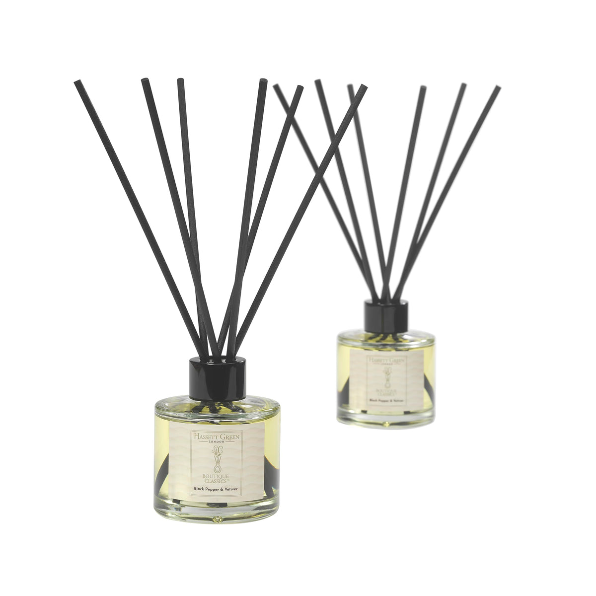 Hassett Green London Boutique Classics Damask Rose & Oud - Reed Diffuser Duo Set - 2 x 125ml - Reduced Packaging