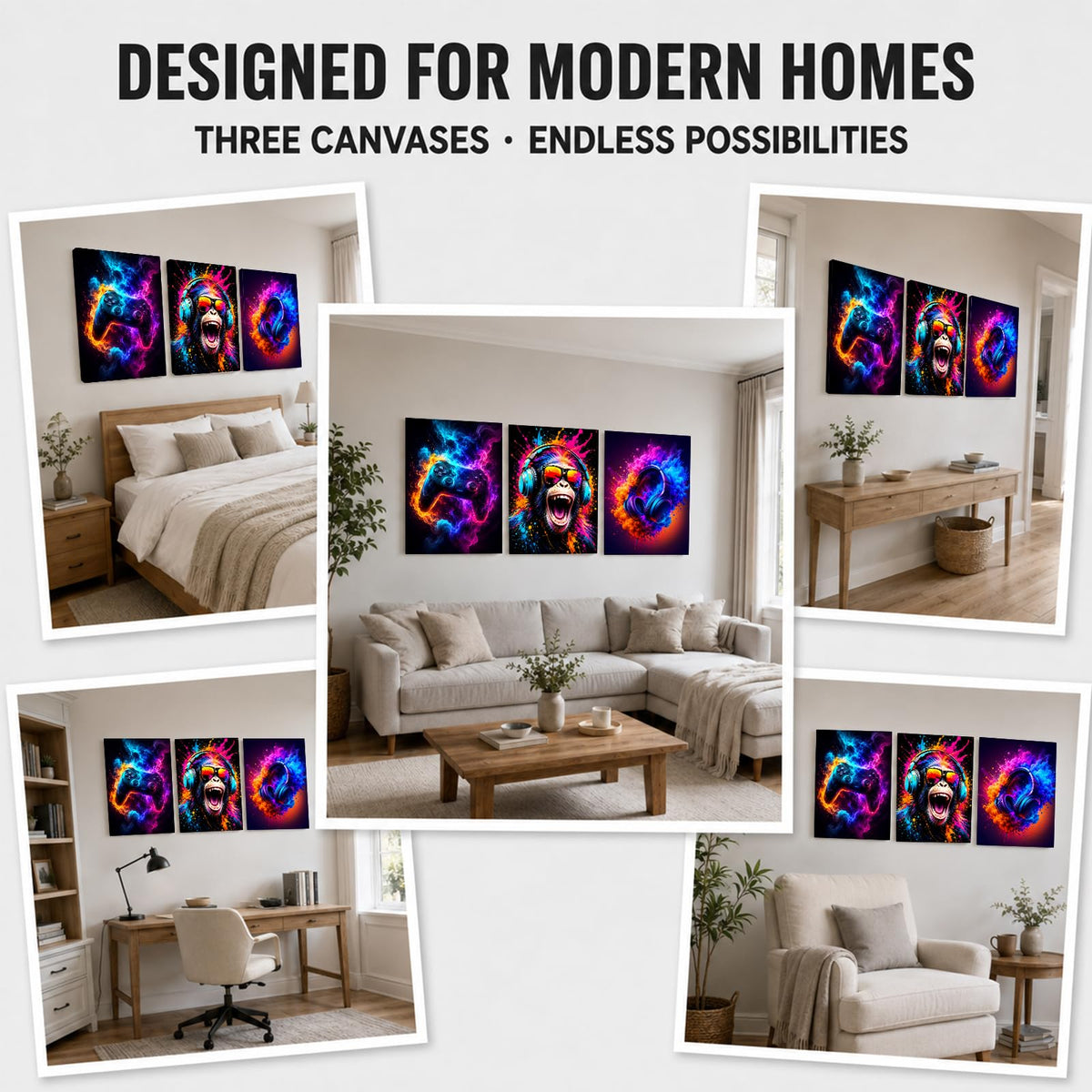 Soft Beige Floral Canvas Prints, Set of 3 Framed 12 x 16 Inch Wall Art