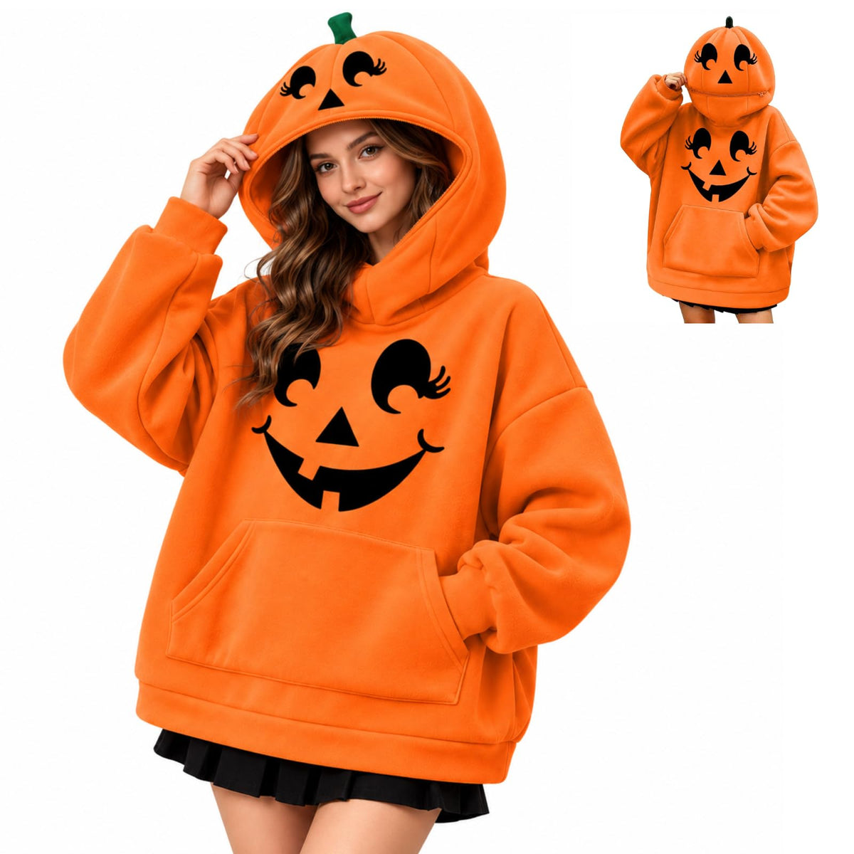 Halloween Jumper Women's Halloween Pumpkin Hoodie Long Sleeve Oversized Sweatshirt Relaxed Oversized, Comfortable, Funny, Novelty, Halloween Parties, Costume Events, Trick or Treating, Gatherings
