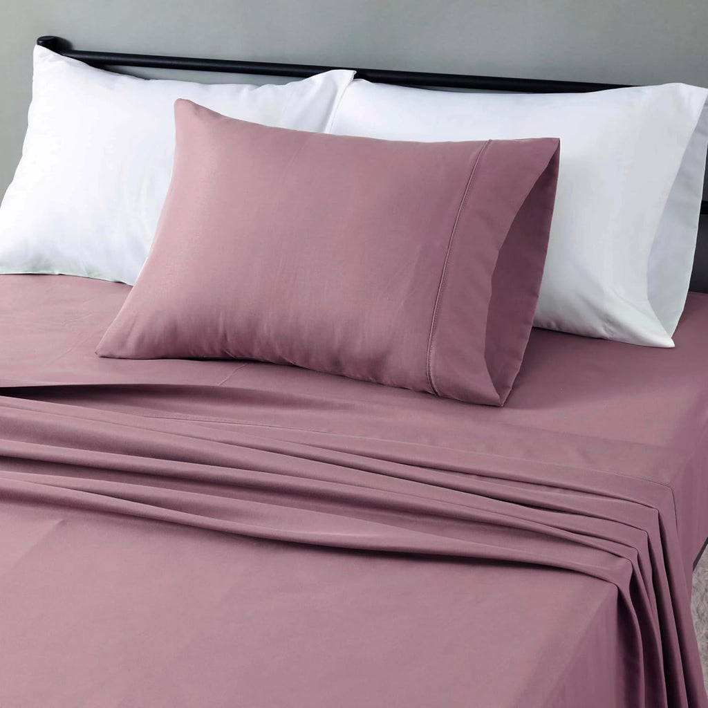 Amazon Basics Lightweight Super Soft Easy Care Wrinkle Free Microfiber 3 Piece Bed Sheet Set with 14-Inch Deep Pockets, Twin, Navy Blue, Solid, Kids, Men & Women Bedding