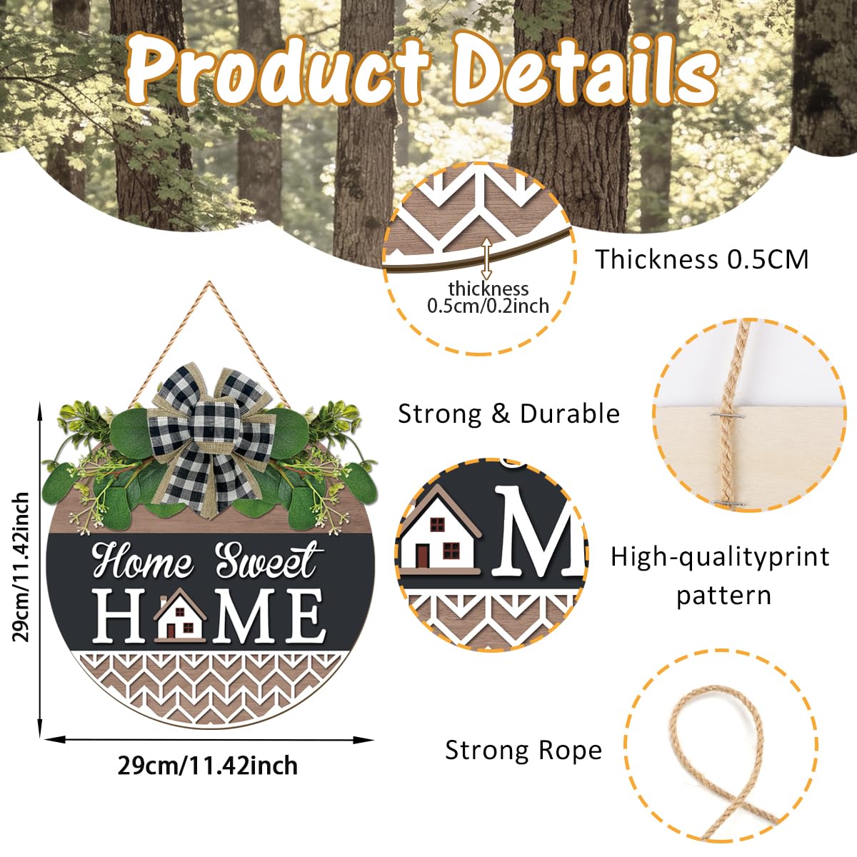TOARTi Kitchen Hanging Rustic Signs Farmhouse Round Wall Art Home 11.5in