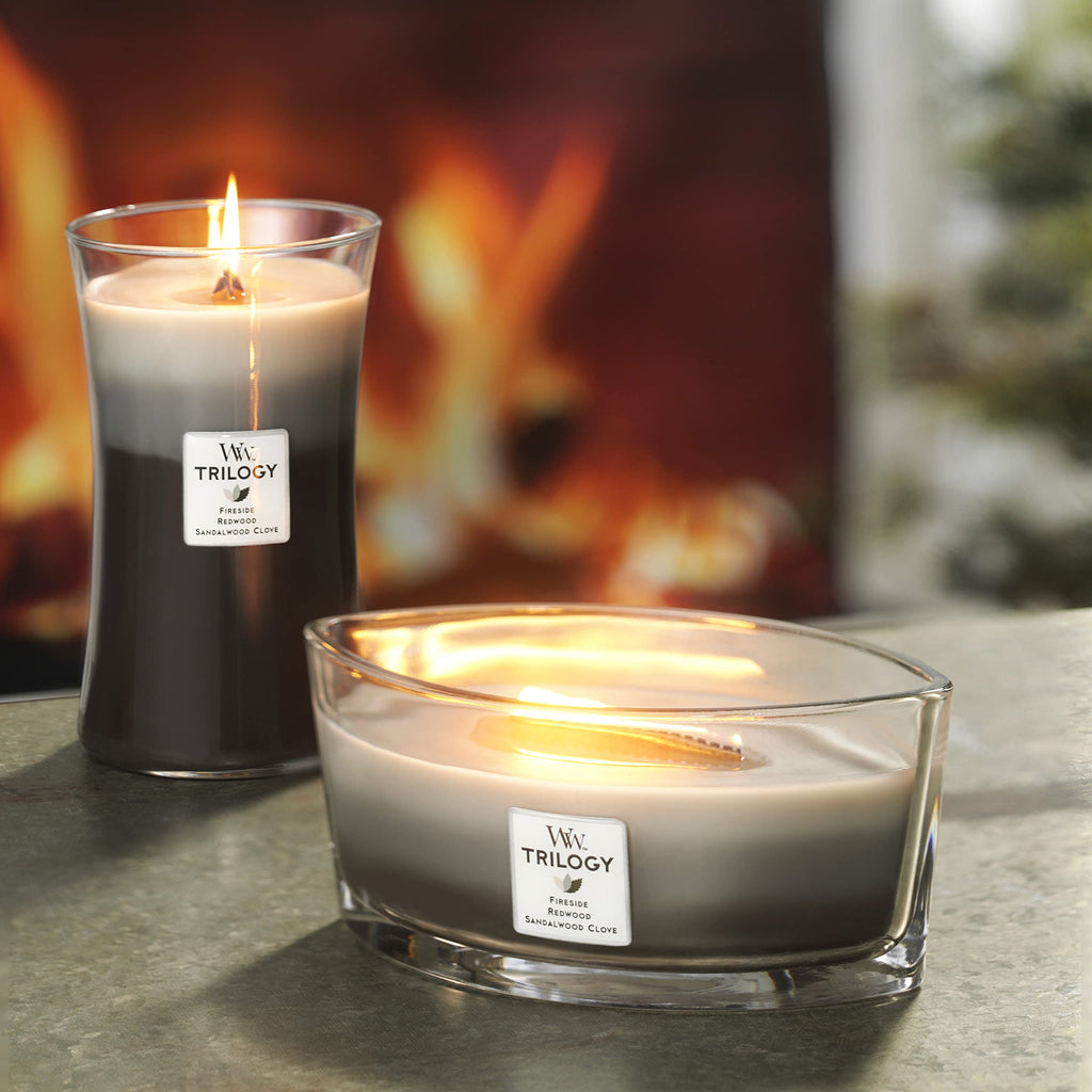 WoodWick Ellipse Scented Candle | Fireside | with Crackling Wick | Burn Time: Up to 50 Hours