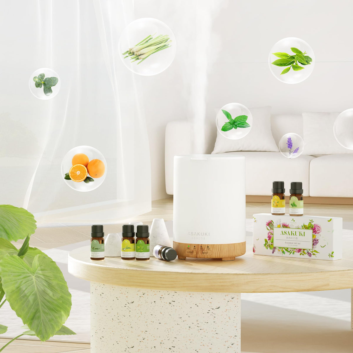 ASAKUKI Essential Oil Diffuser – 300ml