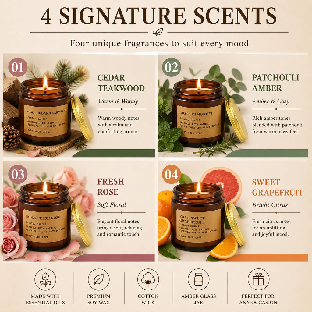 Scented Candles Gift Set, All Occasions Home Spa Gift Box for Relaxation (6 Pack Autumn Glow Collection)