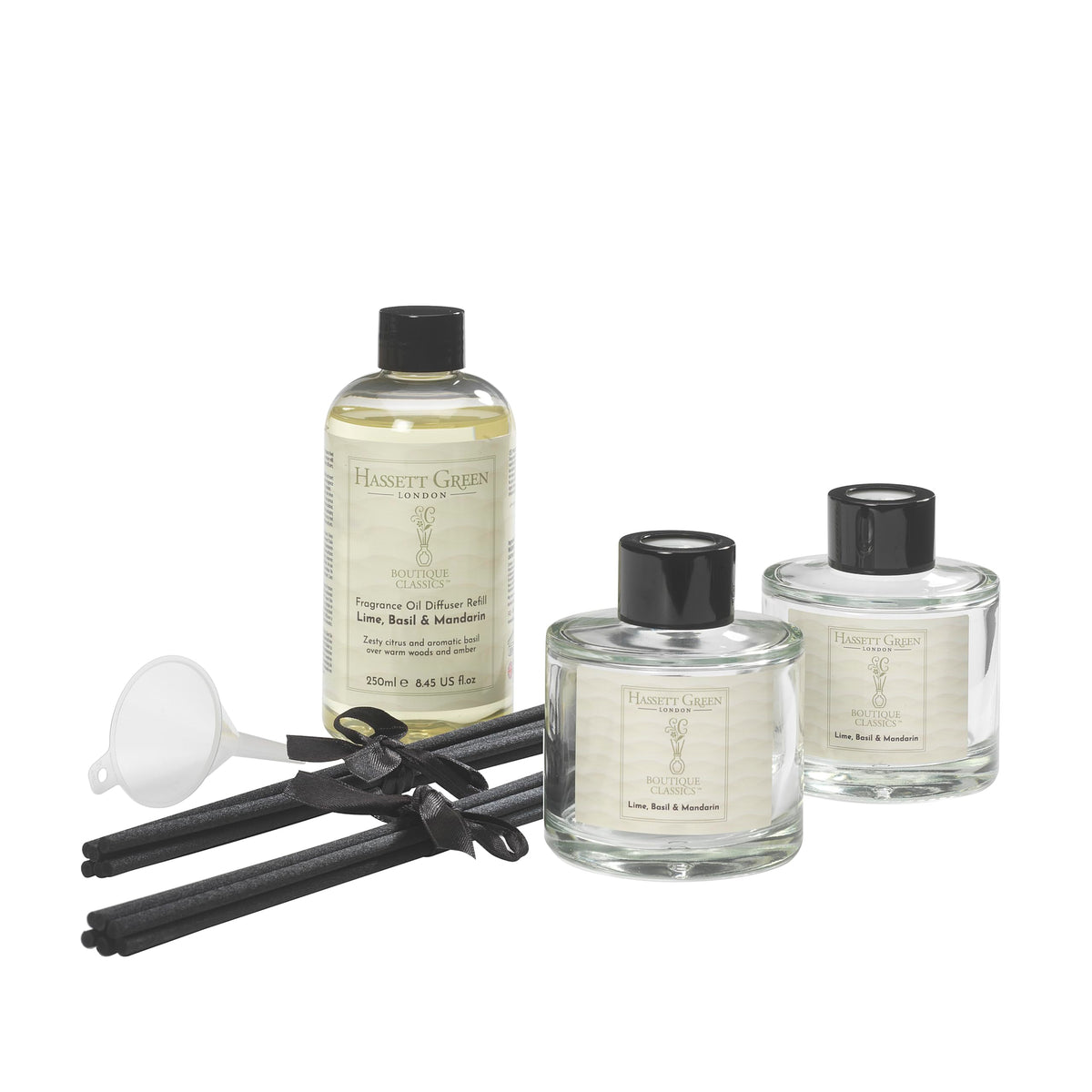 Hassett Green London Boutique Classics Damask Rose & Oud - Reed Diffuser Duo Set - 2 x 125ml - Reduced Packaging