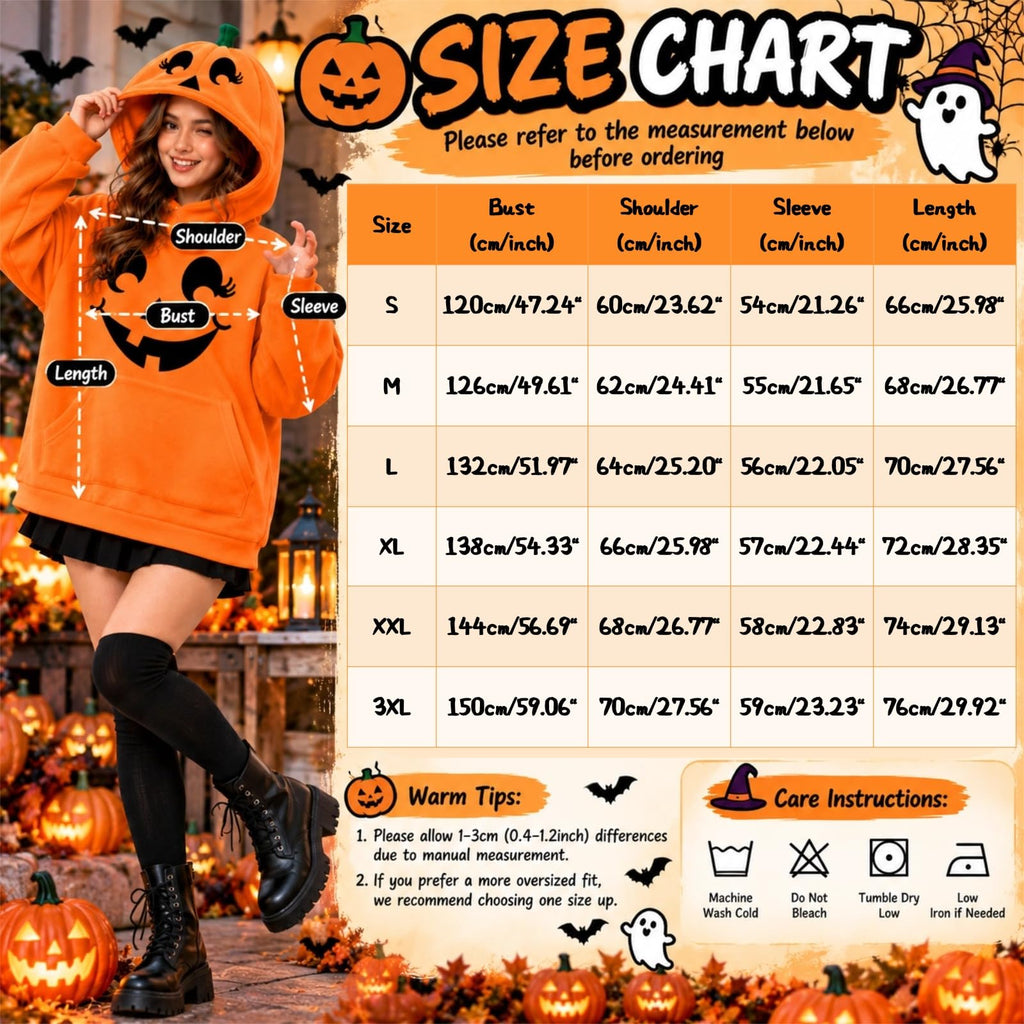 Halloween Jumper Women's Halloween Pumpkin Hoodie Long Sleeve Oversized Sweatshirt Relaxed Oversized, Comfortable, Funny, Novelty, Halloween Parties, Costume Events, Trick or Treating, Gatherings
