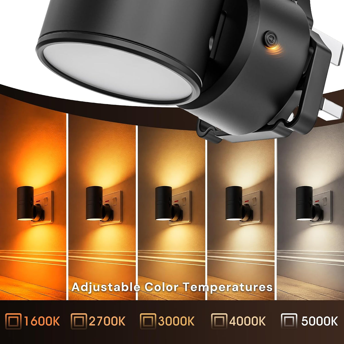 LOHAS-LED Night Light Plug in Wall,1W Dimmable LED Nightlight with 5CCT