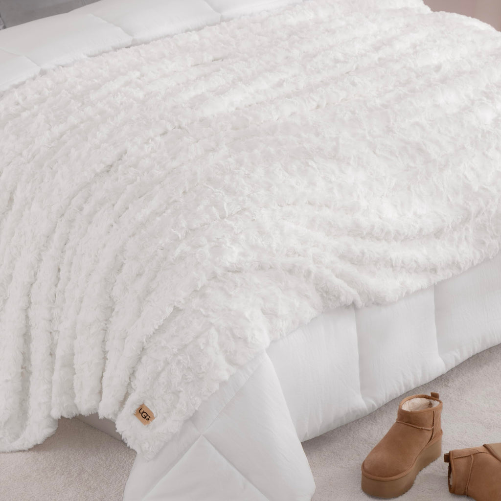UGG Adalee Throw Blanket for Bed, Faux Fur Blanket, 50" x 70", Brown