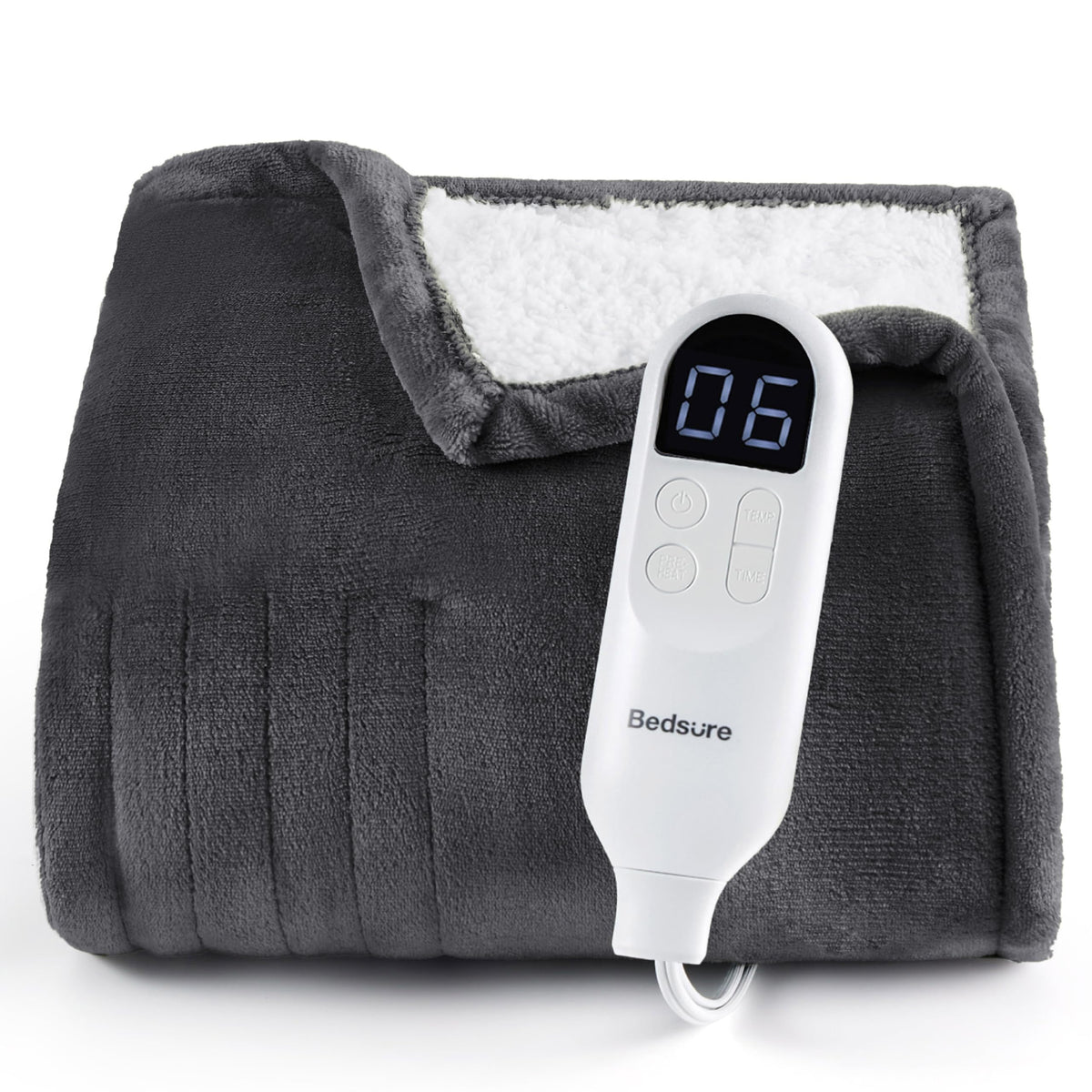 Bedsure Faux Fur Heated Blanket Twin Size, Tie-Dye Electric Blanket, Black