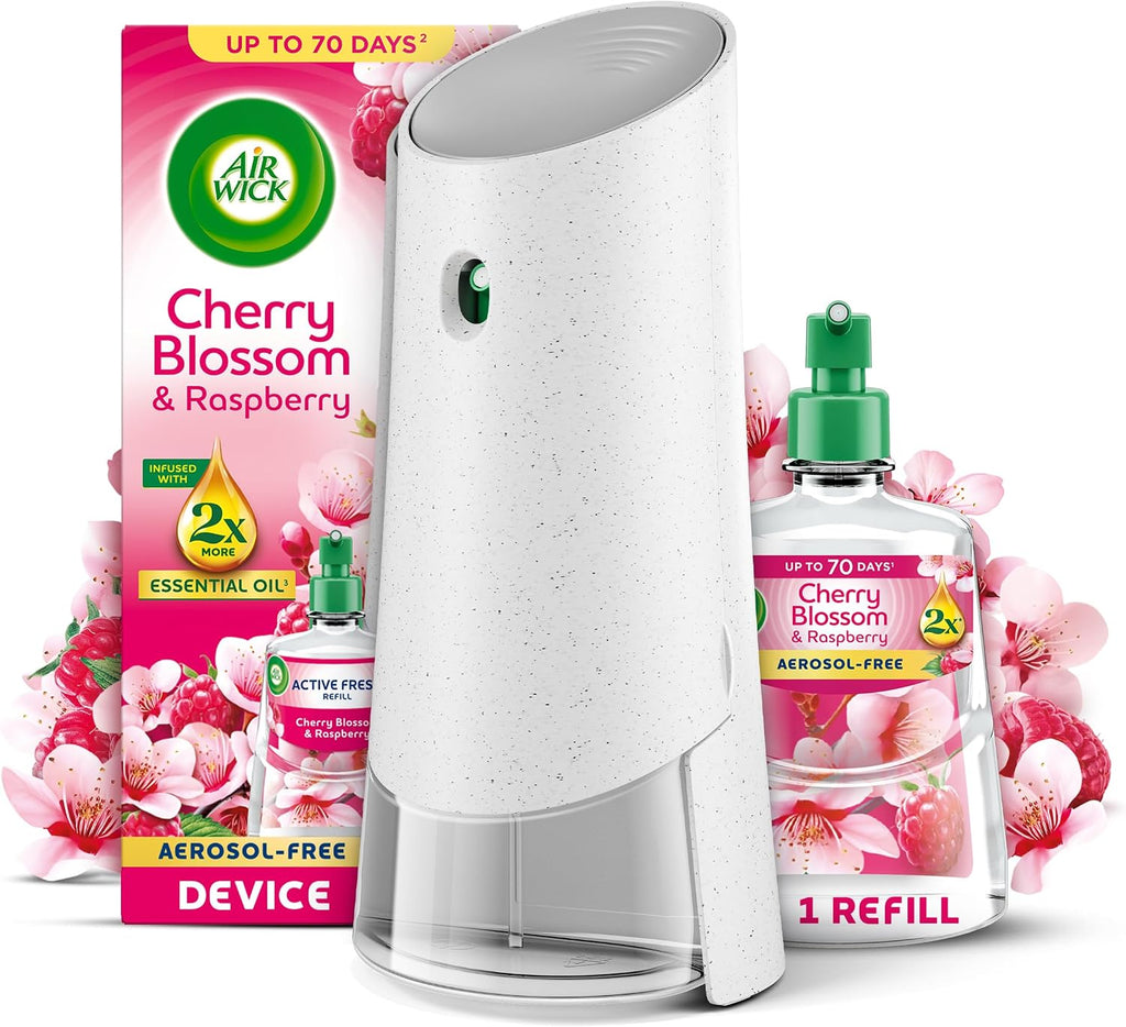 Air Wick Cherry Blossom & Raspberry Aerosol-Free Automatic Spray Kit, Lasts up to 70 Days, Air Freshener