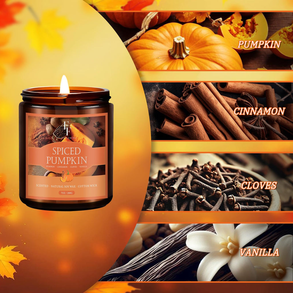 FF FRAGRFLOWING Autumn Candle, 6-Pack Soy Wax Scented Candles