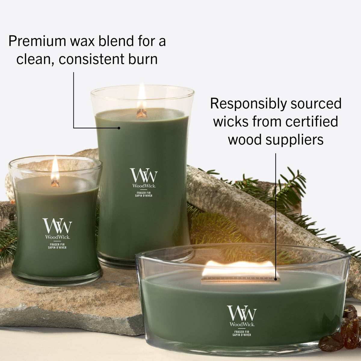 Woodwick Ellipse Scented Candle | Fraser Fir | with Crackling Wick | Burn Time: Up to 50 Hours