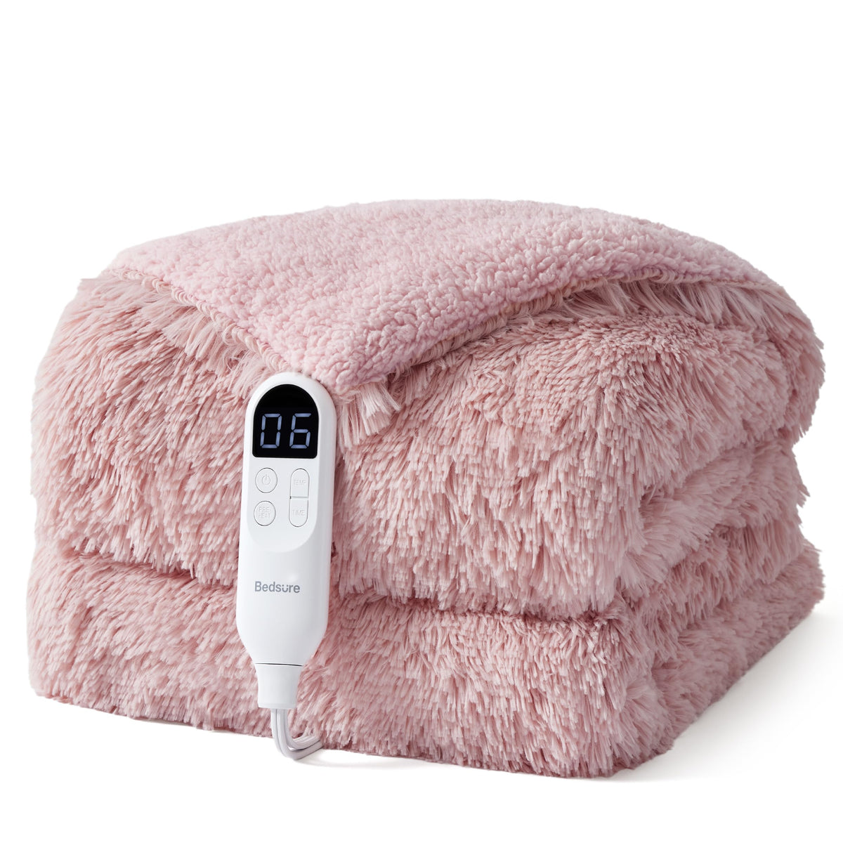Bedsure Faux Fur Heated Blanket Twin Size, Tie-Dye Electric Blanket, Black