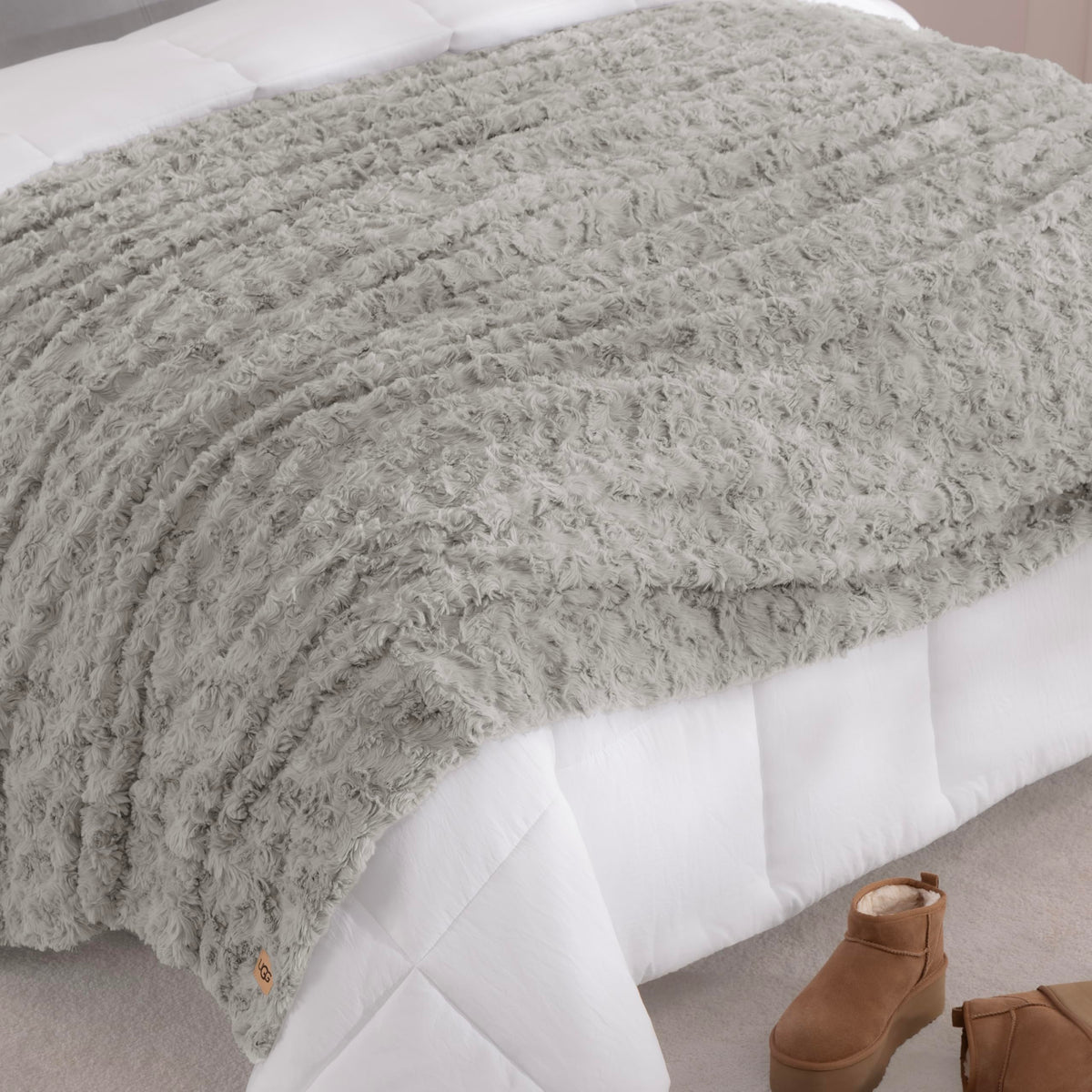 UGG Adalee Throw Blanket for Bed, Faux Fur Blanket, 50" x 70", Brown