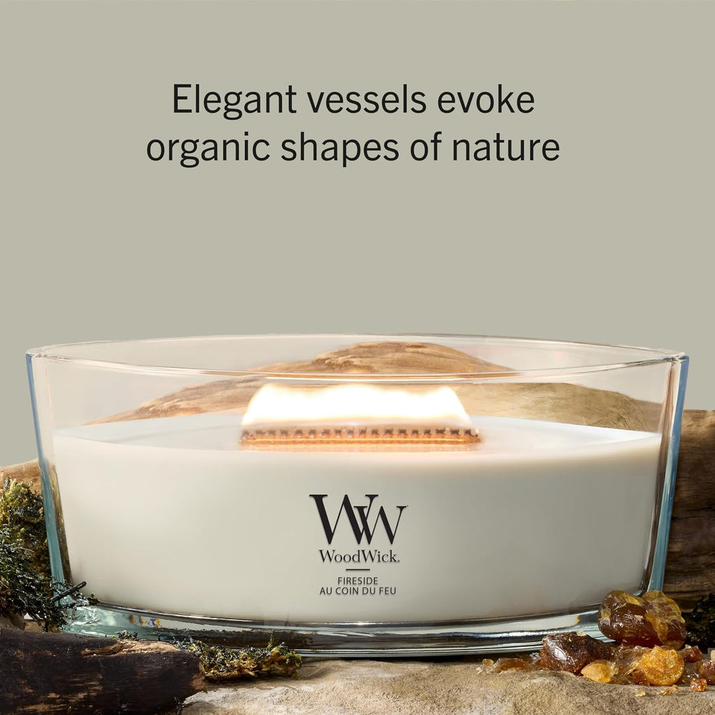 WoodWick Ellipse Scented Candle | Fireside | with Crackling Wick | Burn Time: Up to 50 Hours