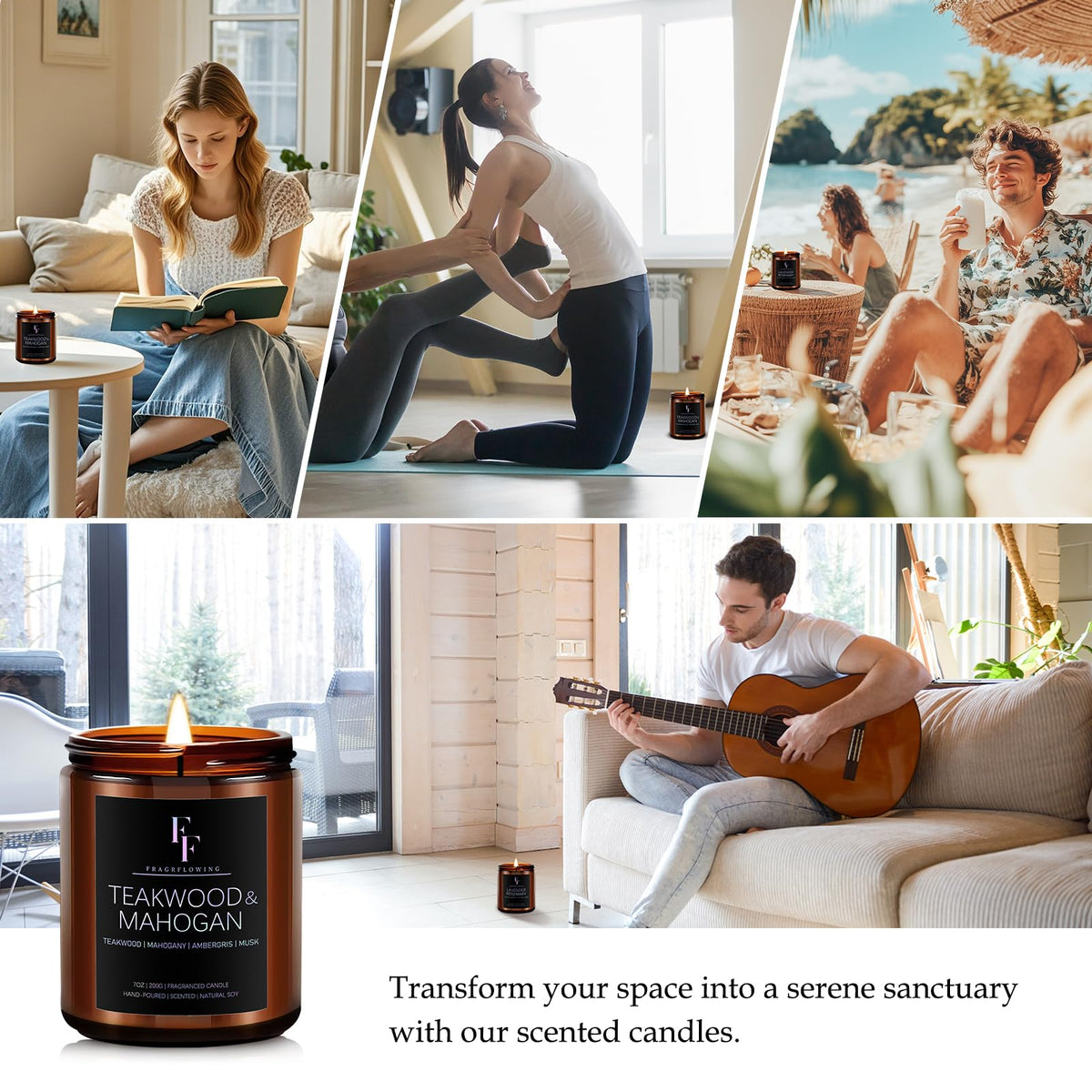 FF FRAGRFLOWING Autumn Candle, 6-Pack Soy Wax Scented Candles