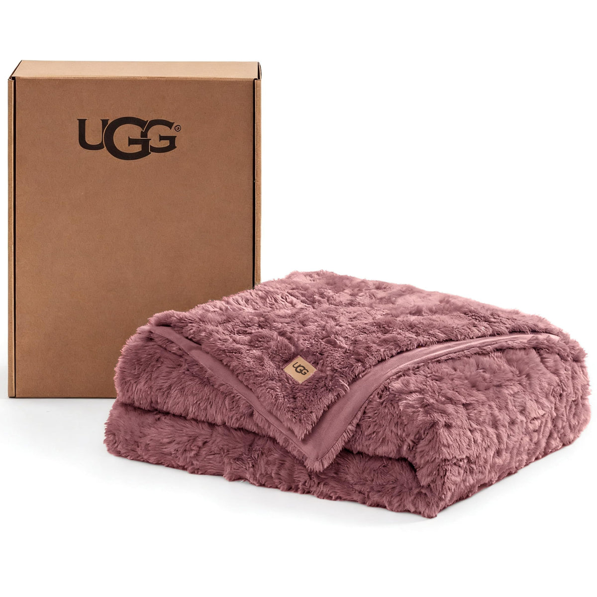UGG Adalee Throw Blanket for Bed, Faux Fur Blanket, 50" x 70", Brown