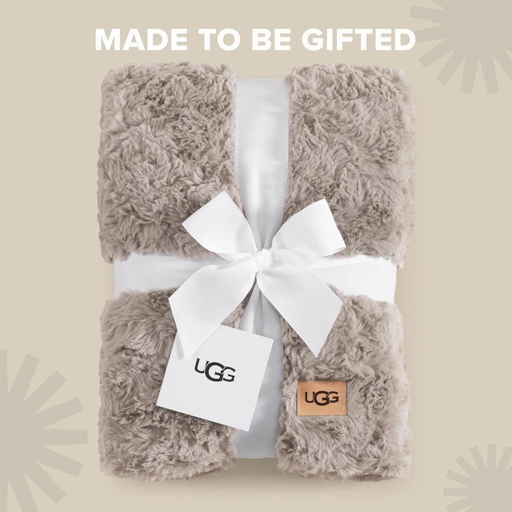 UGG Adalee Throw Blanket for Bed, Faux Fur Blanket, 50" x 70", Brown