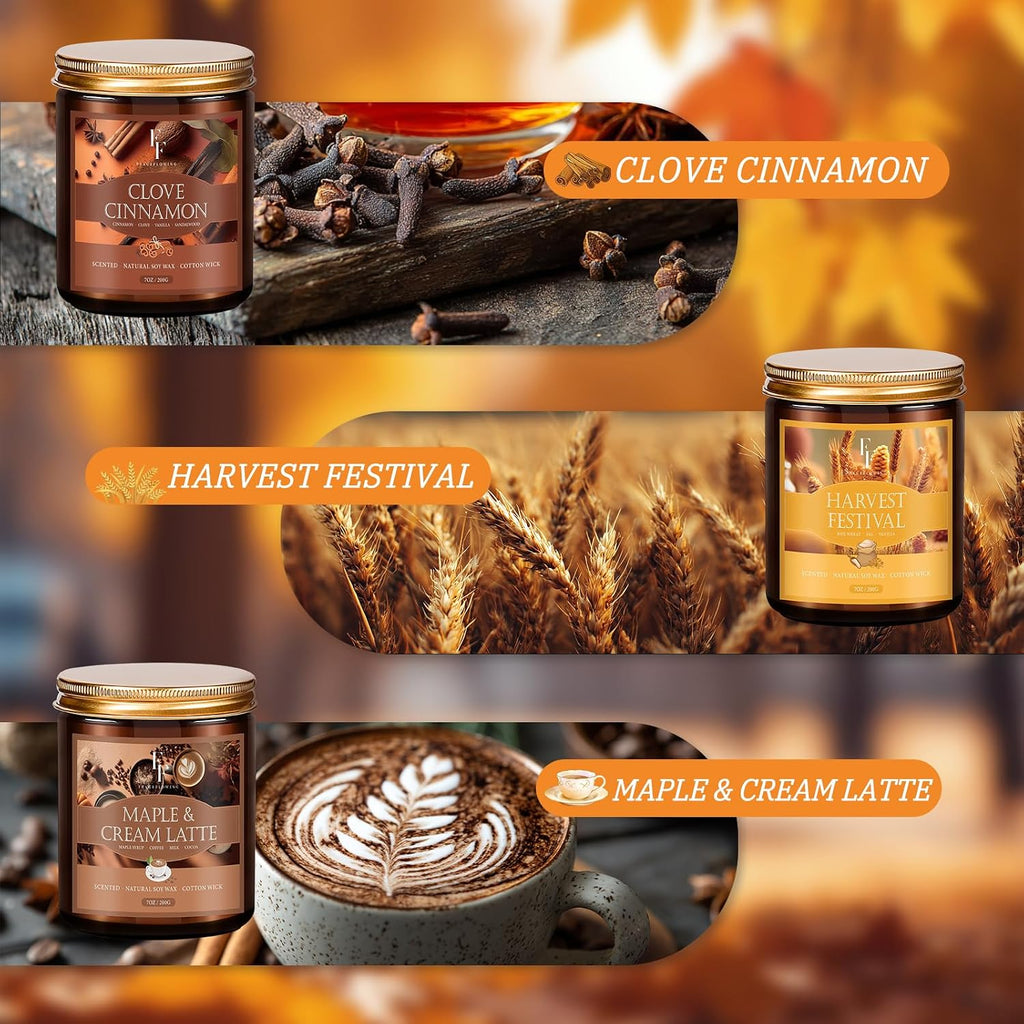FF FRAGRFLOWING Autumn Candle, 6-Pack Soy Wax Scented Candles