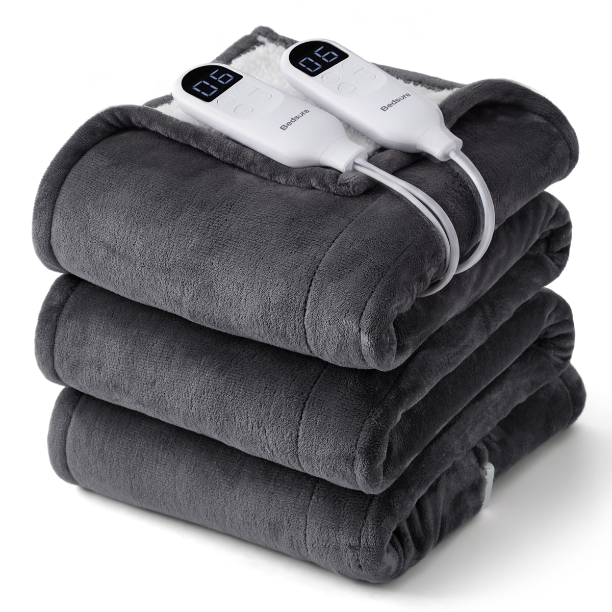 Bedsure Faux Fur Heated Blanket Twin Size, Tie-Dye Electric Blanket, Black