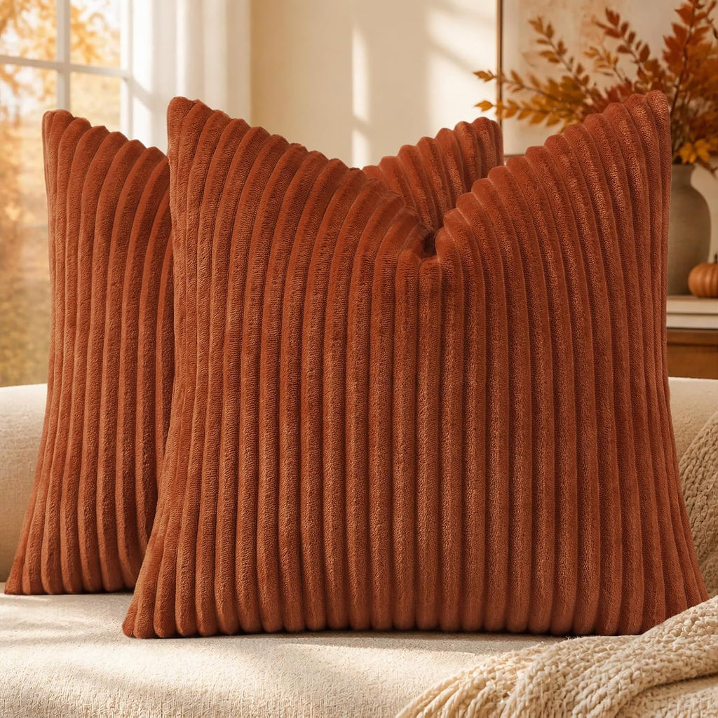 Simmore Fall Soft Cream White Flannel Throw Pillow Covers 24X24 Set of 2