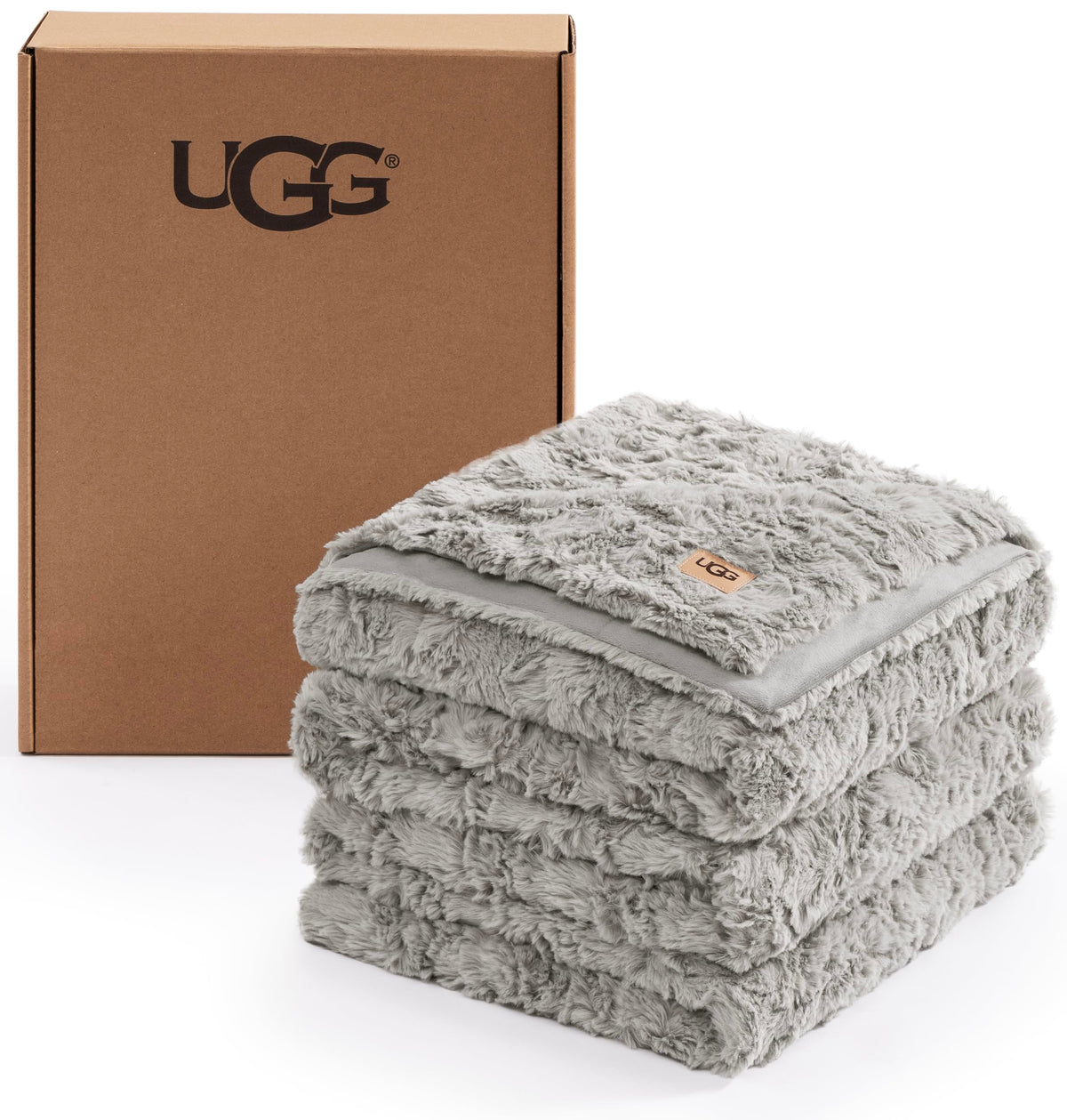 UGG Adalee Throw Blanket for Bed, Faux Fur Blanket, 50" x 70", Brown