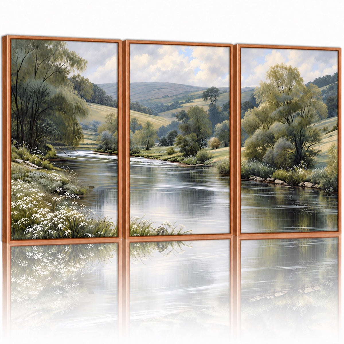 Framed Monet Wall Art Set of 3, Impressionist Botanical Floral Canvas Wall Decor, Vintage Cottagecore Artwork Paintings, Nature Landscape Flowers Prints for Living Room Bedroom, 30 x 40 cm x 3