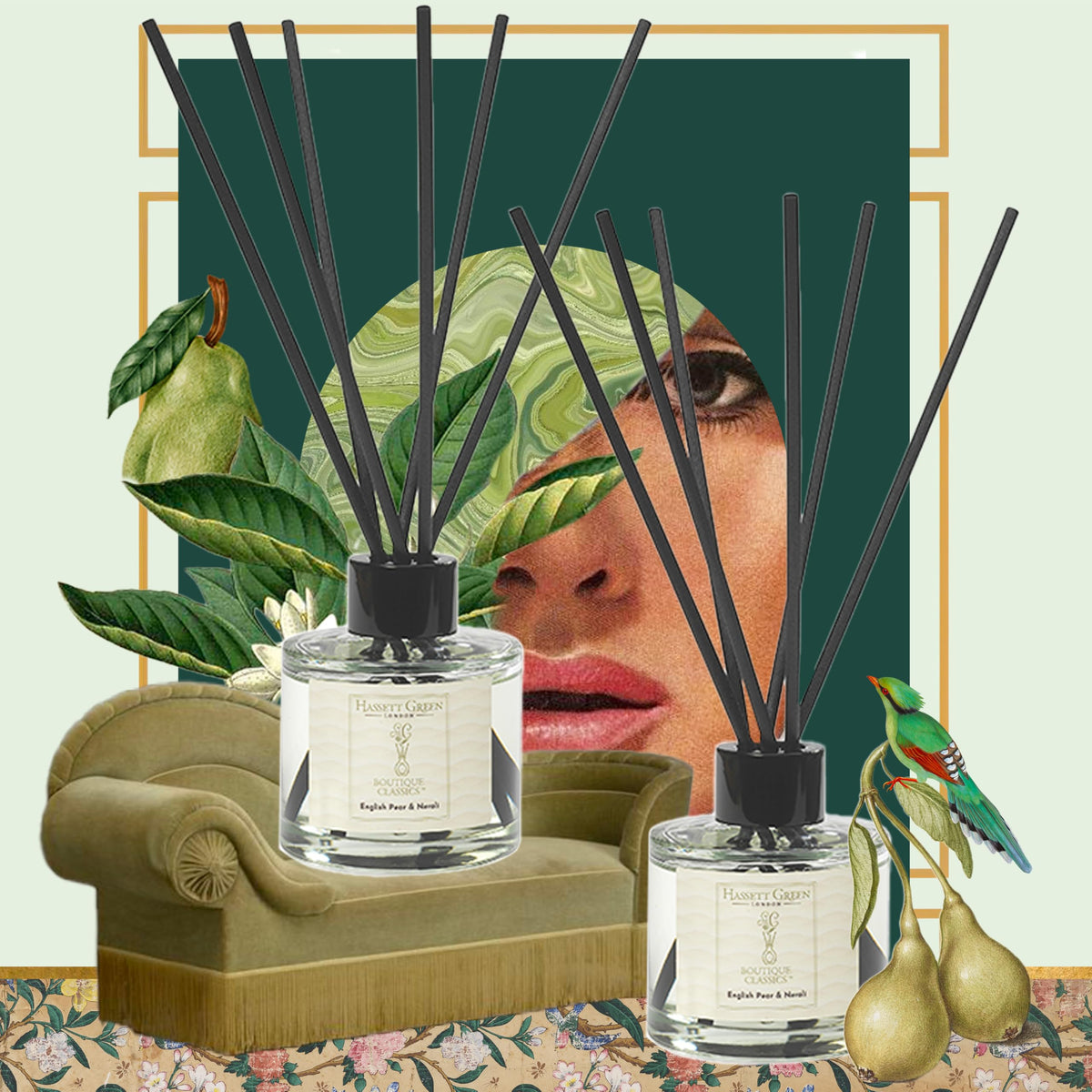 Hassett Green London Boutique Classics Damask Rose & Oud - Reed Diffuser Duo Set - 2 x 125ml - Reduced Packaging