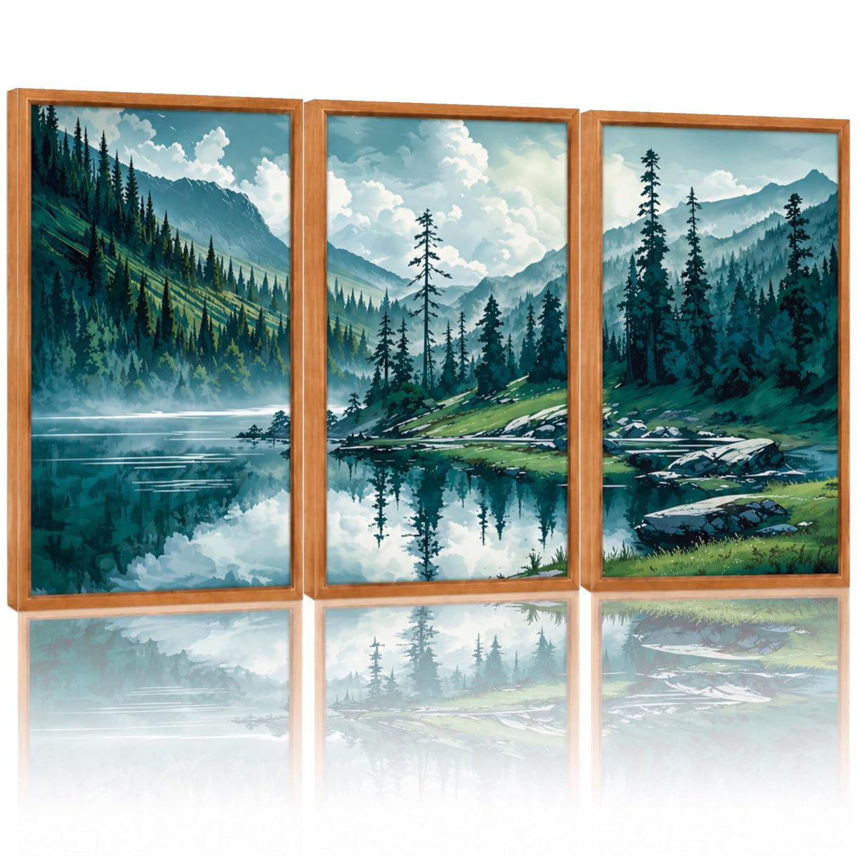 Framed Monet Wall Art Set of 3, Impressionist Botanical Floral Canvas Wall Decor, Vintage Cottagecore Artwork Paintings, Nature Landscape Flowers Prints for Living Room Bedroom, 30 x 40 cm x 3