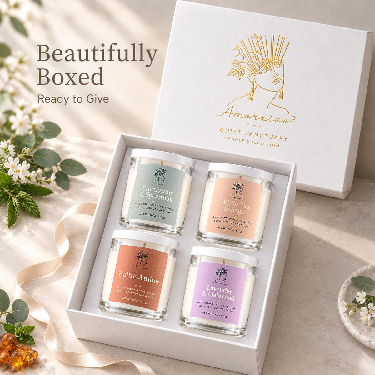 Scented Candles Gift Set, All Occasions Home Spa Gift Box for Relaxation (6 Pack Autumn Glow Collection)