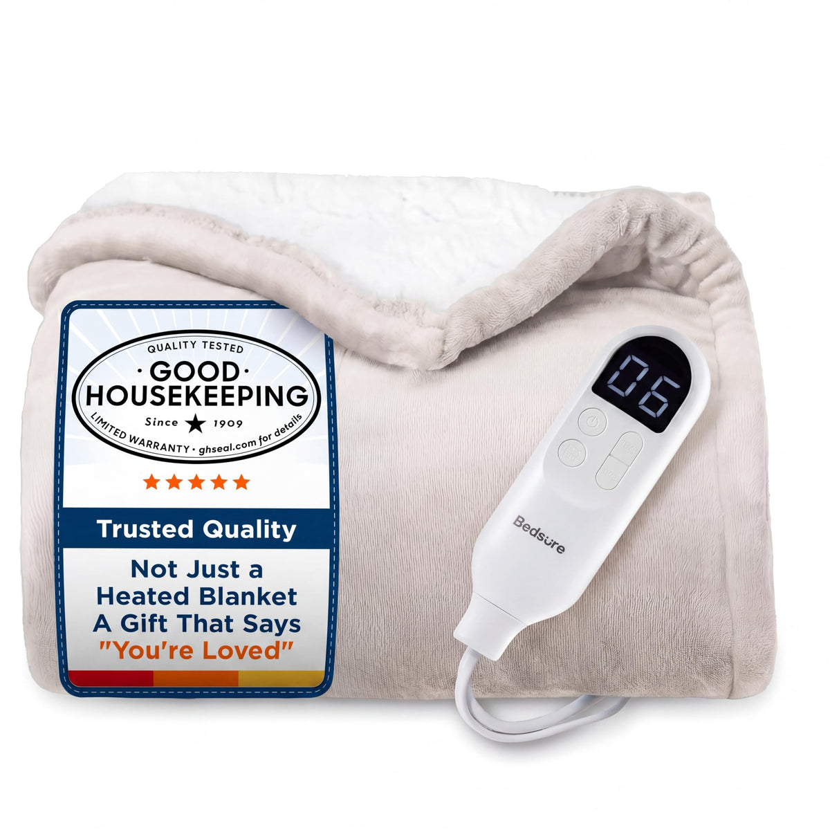 Bedsure Faux Fur Heated Blanket Twin Size, Tie-Dye Electric Blanket, Black