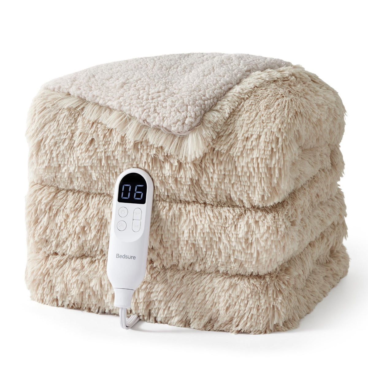 Bedsure Faux Fur Heated Blanket Twin Size, Tie-Dye Electric Blanket, Black