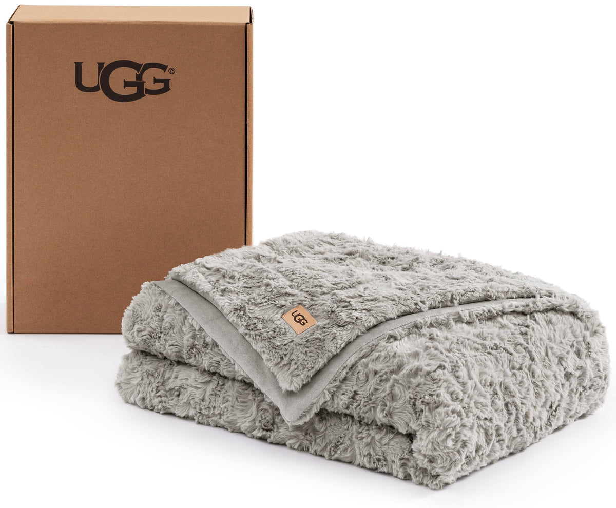 UGG Adalee Throw Blanket for Bed, Faux Fur Blanket, 50" x 70", Brown