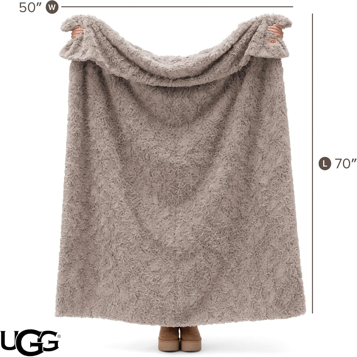 UGG Adalee Throw Blanket for Bed, Faux Fur Blanket, 50" x 70", Brown