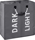 DOKEHOM 80L Collapsible Laundry Basket Bag with 2 Sections, Dark Grey